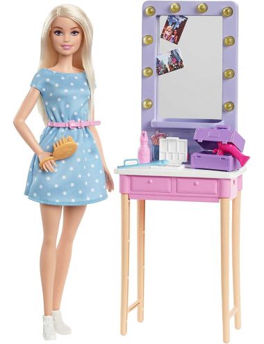 Barbie Big City Lalka Malibu Toaletka Kosmetyki Lalka GYG38 GYG39