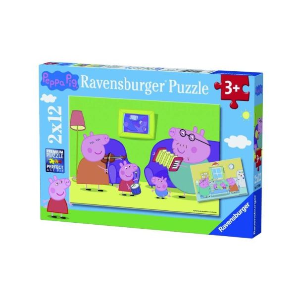 Ravensburger Puzzle dla dzieci 2D: Świnka Peppa 2x12 elementów 7596