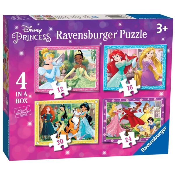 Ravensburger Puzzle dla dzieci 2D 4in1: Księżniczki Disney 12/16/20/24 elementy 7397