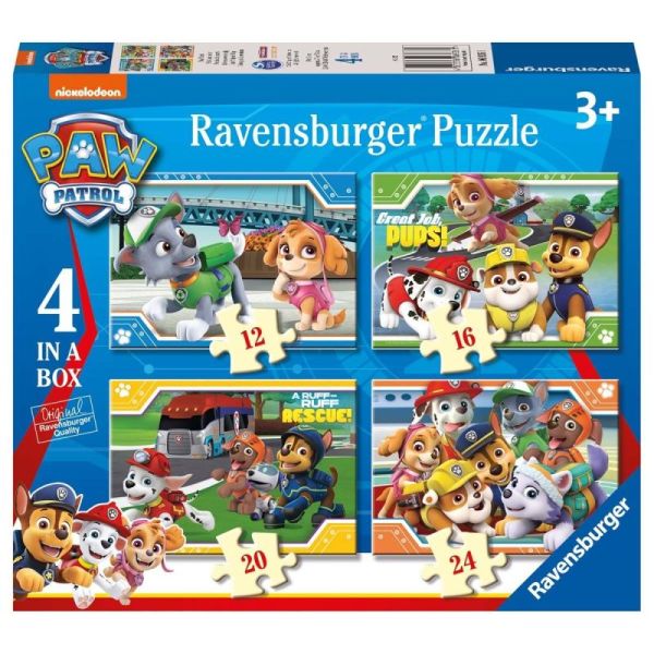 Ravensburger Puzzle dla dzieci 2D 4in1: Drużyna Psi Patrol 12/16/20/24 elementy 6936