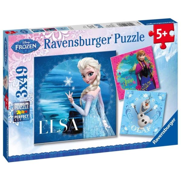 Ravensburger Puzzle dla dzieci 2D: Kraina Lodu Elsa, Anna i Olaf 3x49 elementów 9269