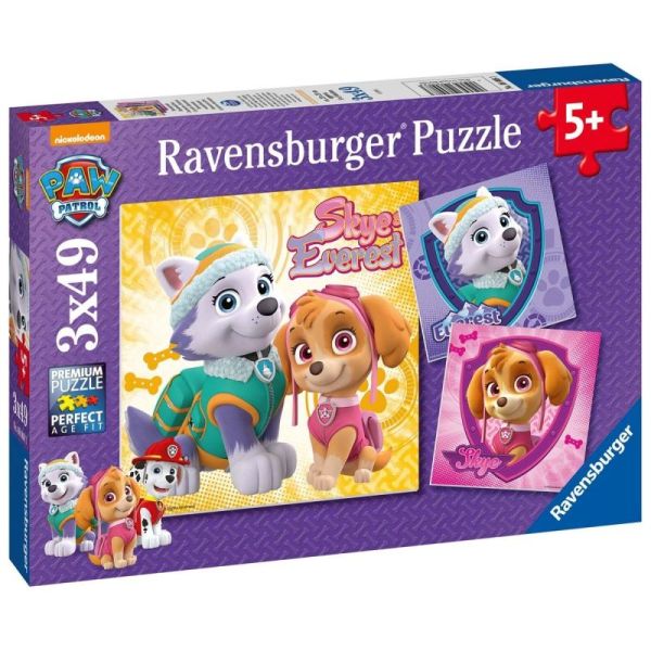 Ravensburger Puzzle dla dzieci 2D: Psi Patrol Everest i Skye 3x49 elementów 8008