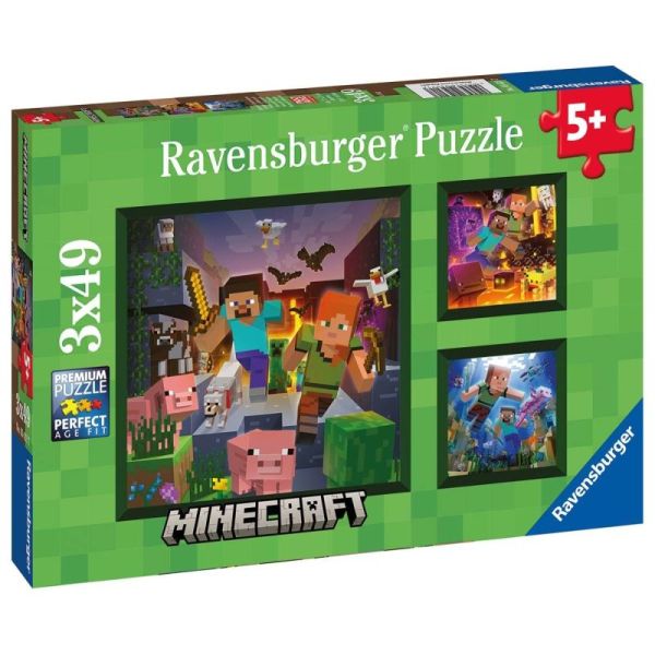 Ravensburger Puzzle dla dzieci 2D: Minecraft 3x49 elementów 5621