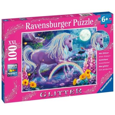 Ravensburger Puzzle dla dzieci 2D: Brokatowy jednorożec 100 elementów 12980