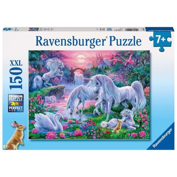 Ravensburger Puzzle dla dzieci 2D: Jednorożce o zachodzie słońca 150 elementów 10021