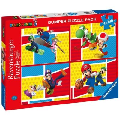 Ravensburger Puzzle dla dzieci 2D:Super Mario zestaw  4x100 elementów  5195