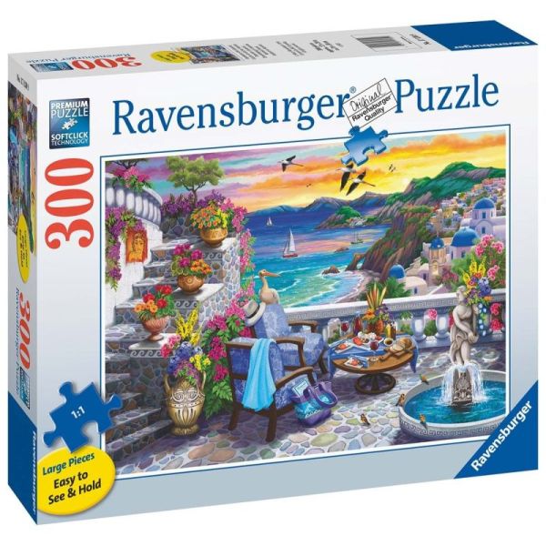 Ravensburger Puzzle 2D duży format: Zachód słońca nad Santorini 300 elementów 17130
