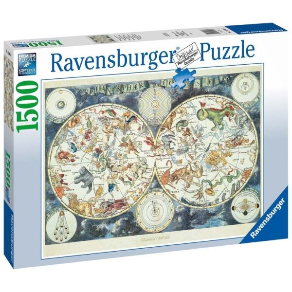 Ravensburger Puzzle 2D 1500 elementów: Mapa z fantastycznymi zwierzętami 16003