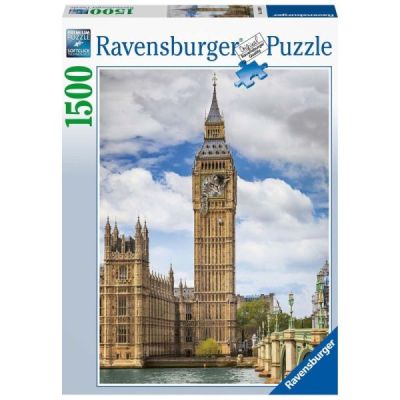 Ravensburger Puzzle 2D 1500 elementów: Zabawny kot na zegarze Big Ben 16009