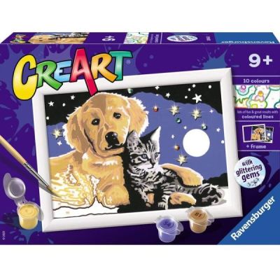 CreArt dla dzieci (seria E): Pies z kotkiem nocą 20045
