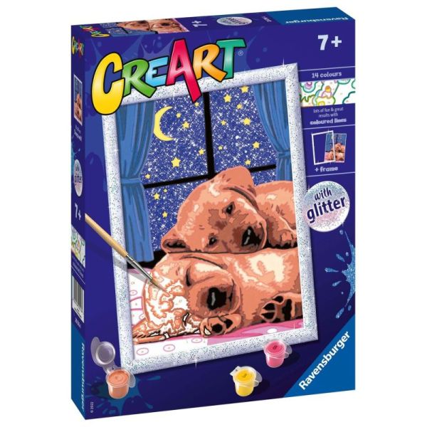 CreArt dla dzieci (seria D z brokatem): Śpiące psiaki 20216