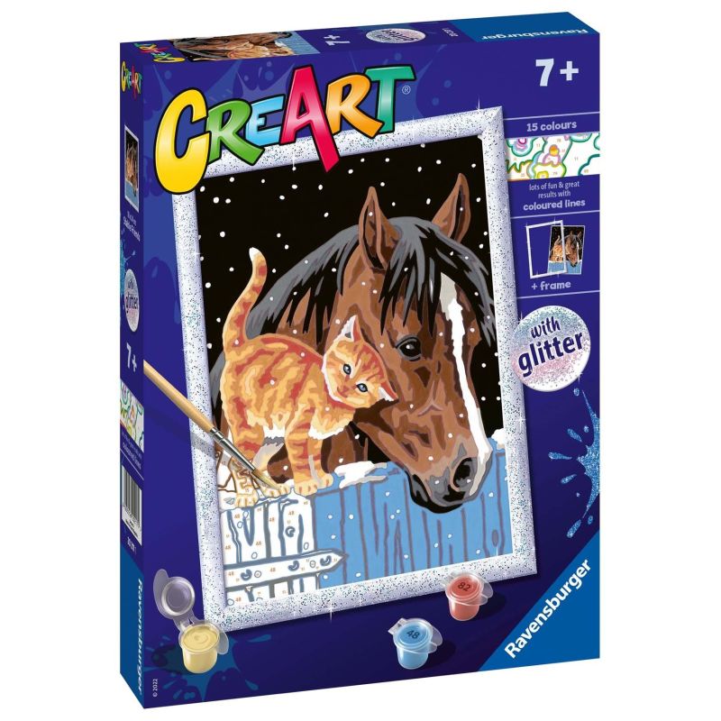 CreArt dla dzieci (seria D z brokatem): Koń i kotek 20217