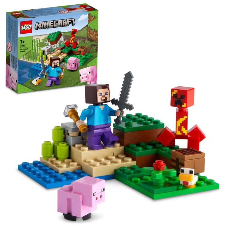 LEGO Minecraft Zasadzka Creepera Zestaw Klocki Figurka Steve 21177