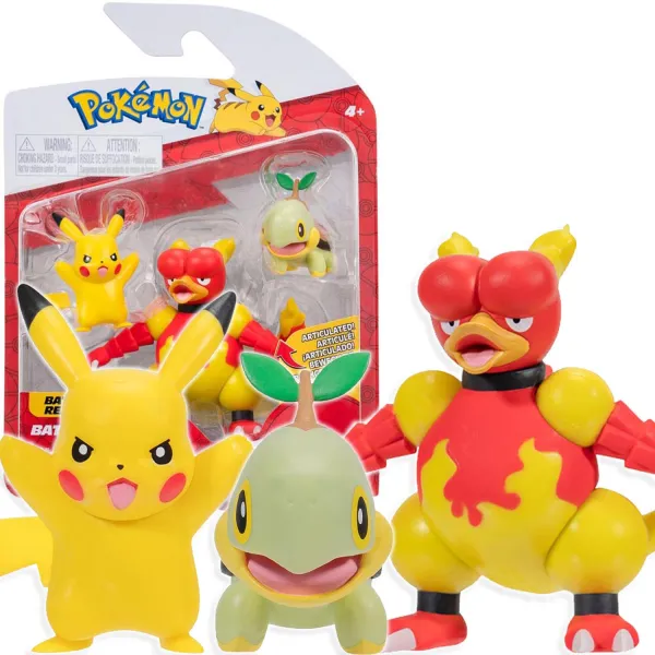 Pokemon Figurki Bitewne Pikachu Magmar Turtwig Zestaw 3-Pack Jazwares 2681