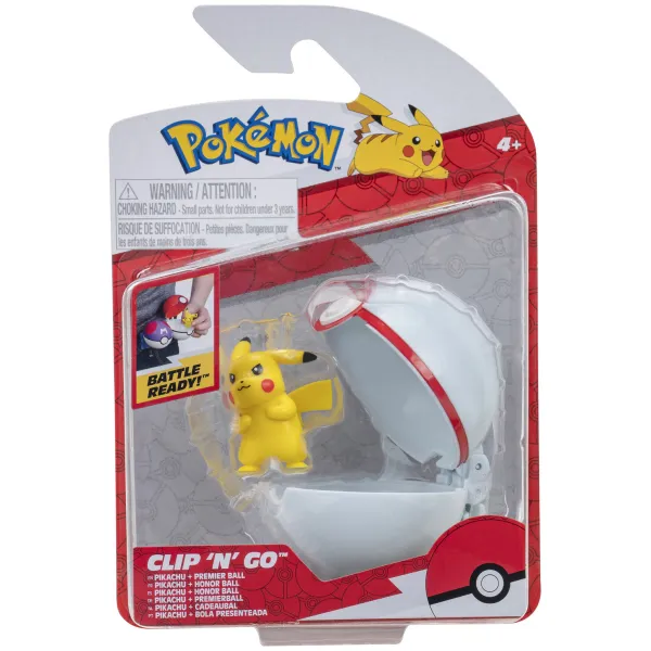 Pokemon Pikachu Figurka Kolekcjonerska Premier Ball Clip'N'Go Jazwares 2664
