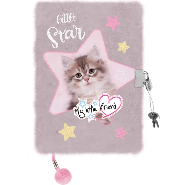 My Little Friend Pluszowy Pamiętnik na Kłódkę Grey Cat Włochacz 0857