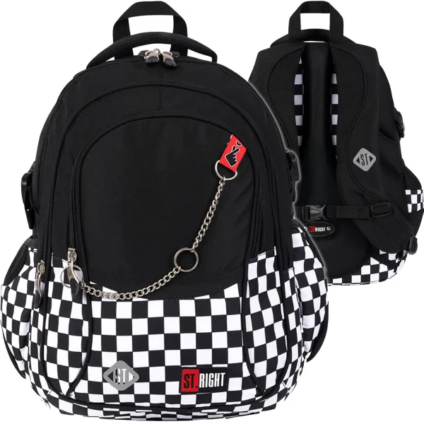 ST.RIGHT Plecak Szkolny 4-Komorowy K-Pop Chain Kratka BP1 3599