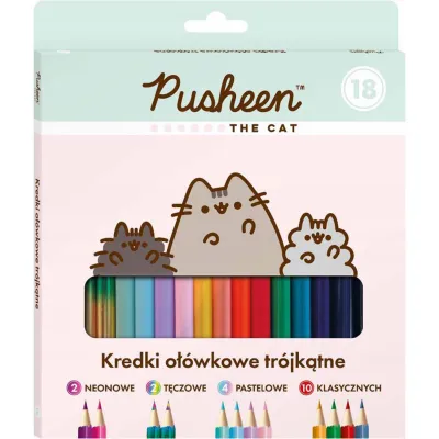 Pusheen Bambino Kredki 18 Kolorów 2 Neon 2 Tęcza i 4 Pastel Zestaw 2042