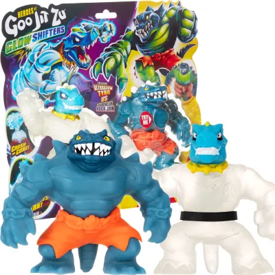 Goo Jit Zu Glow Shifters Tyro vs Rockjaw 2-Pak Figurki Świecią Gniotek 42620
