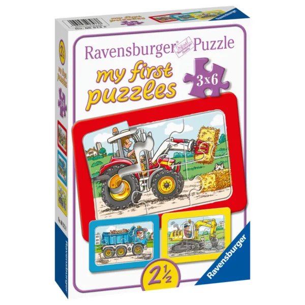 Ravensburger Pojazdy, Traktor, koparka i ciężarówka 3X6 EL. 06573