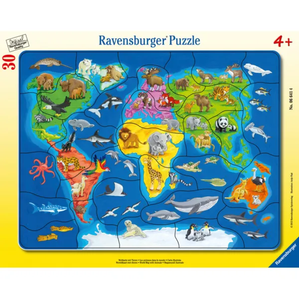 Ravensburger Puzzle Mapa ze zwierzętami 06641