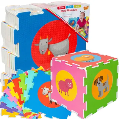 Smily Play Mata Piankowa Edukacyjna Kolorowa Zwierzęta 9el. Puzzle 84501