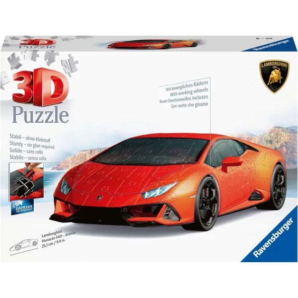Ravensburger Puzzle 3D Pojazdy: Lamborghini Huracán Evo arancio 108 elementów 11571