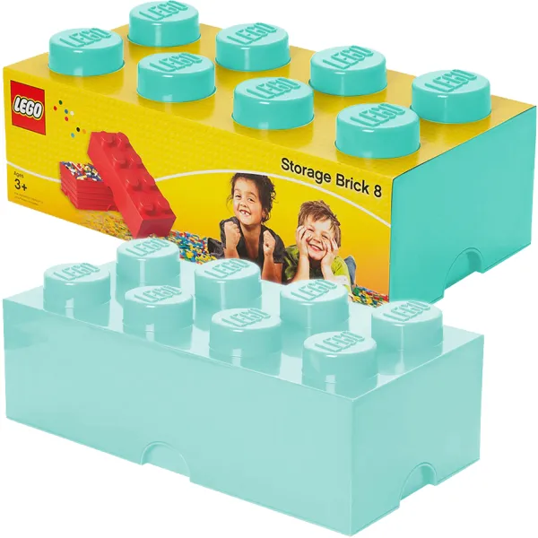 LEGO Pudełko Klocek 8 Duży Pojemny Lazurowy 2574