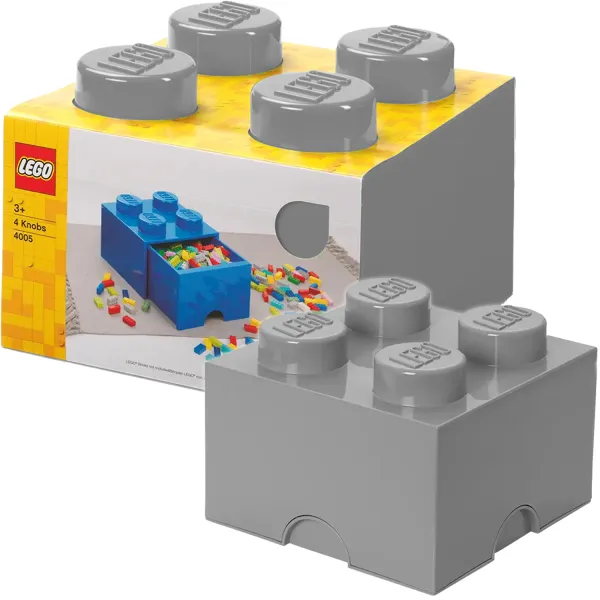 LEGO Pudełko Klocek 4 Duży Pojemny Szary 5565