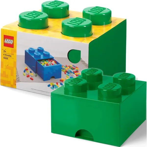 LEGO Pudełko Klocek 4 Duży Pojemny Zielony 5133