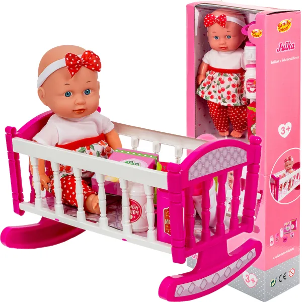 Smily Play Lalka Julka z Łóżeczkiem Zestaw z Dodatkami SP84483