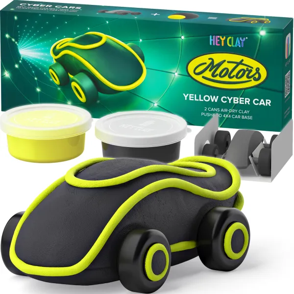 Hey Clay Masa Plastyczna Motors Cyber Auto Żółte Zestaw 20901