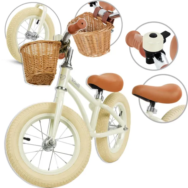 Kidwell Rowerek Biegowy Jeździk z Koszykiem Classy Cream 3014