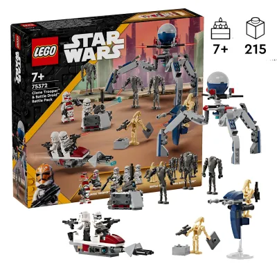 LEGO Star Wars Zestaw bitewny z żołnierzem armii klonów™ i droidem bojowym 75372 - Zbieraj, układaj, kolekcjonuj!