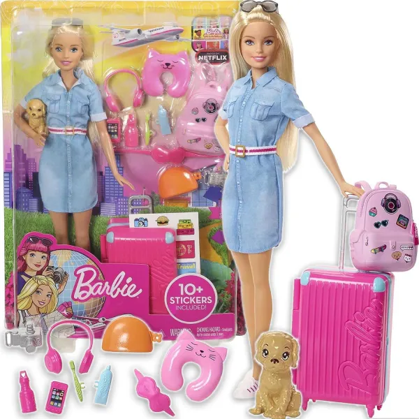 Barbie Lalka Podróżniczka Zestaw Wakacyjny Barbie w Podróży FWV25