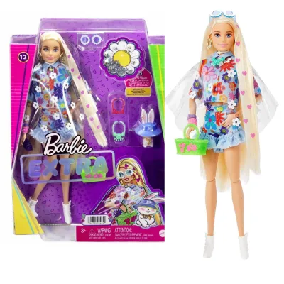 Barbie Extra Modna Lalka Komplet w kwiatki i króliczek