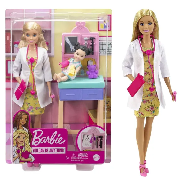 Barbie Lalka Kariera Pediatra Blondynka GTN51