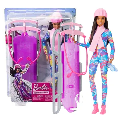 Barbie Sporty zimowe Lalka na sankach HGM74