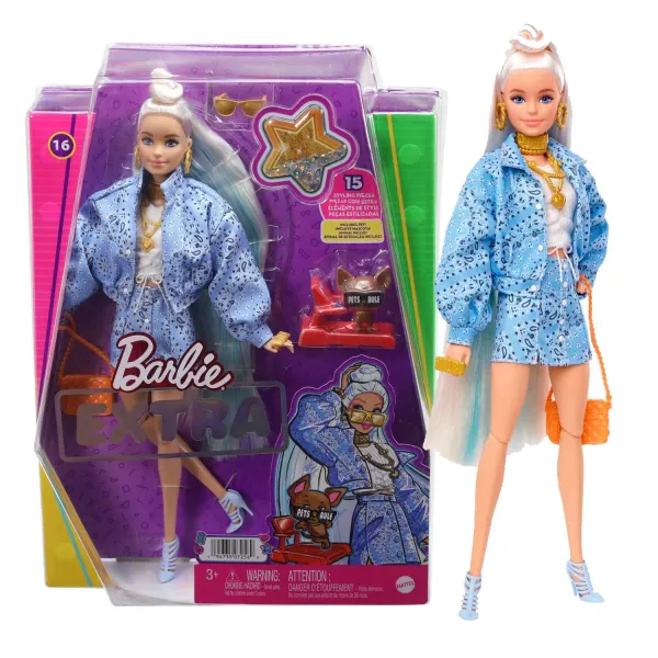 Barbie Extra Lalka Blondynka Niebieski komplet HHN08