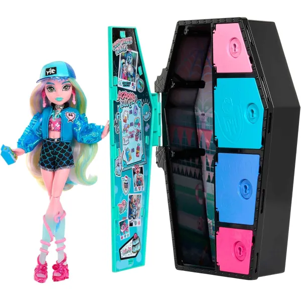 Monster High Straszysekrety Lagoona Blu HKY64 Zestaw z Lalką i Szafką do Odkrywania Niespodzianek