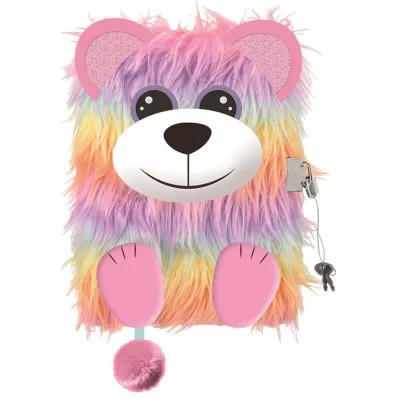 Pamiętnik z kłódką 3D włochacz Rainbow Bear A5 96 kartek