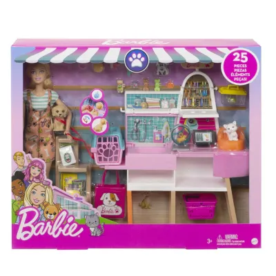 Barbie Sklepik Salon Dla Zwierzaków Lalka Oraz Zestaw Do Zabawy GRG90