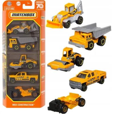 Matchbox MBX Construction Auta 5-pak Metalowe Samochodziki HKY21