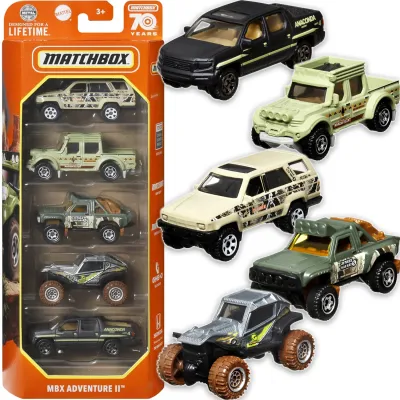 Matchbox MBX Adventure II Auta 5-pak Metalowe Samochodziki HKY28