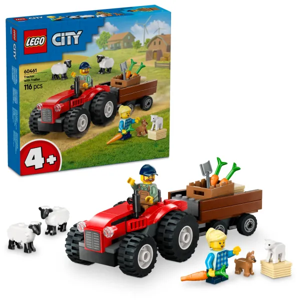 LEGO City Czerwony Traktor Z Przyczepą I Owcą 60461