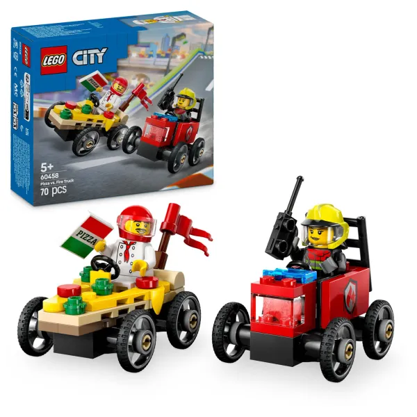 LEGO City Zestaw Wyścigówek: Pizza Kontra Wóz Strażacki 60458