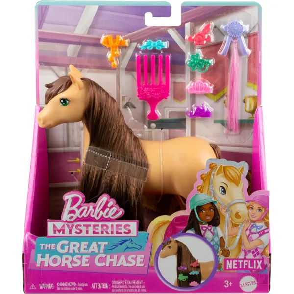 Mattel Barbie Koń Pepper z brązowymi włosami do stylizacji z akcesoriami HXJ37