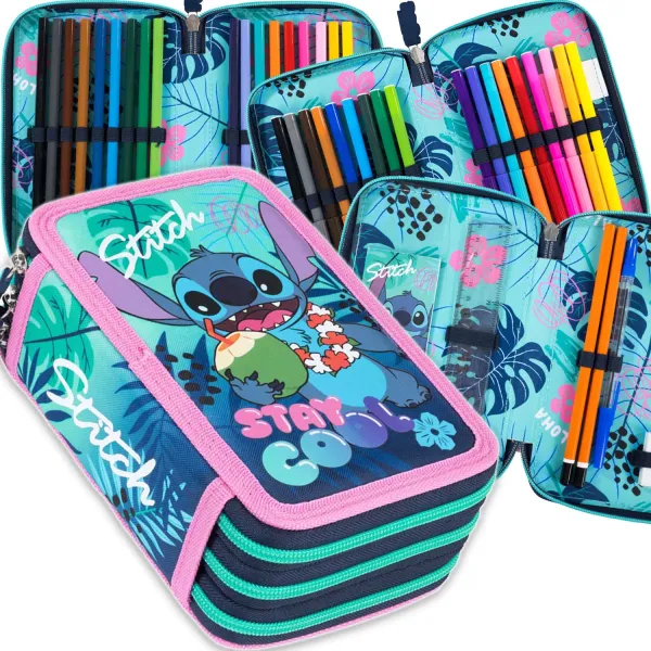 Disney Stitch Piórnik Szkolny z Wyposażeniem Potrójny Stay Cool 6719
