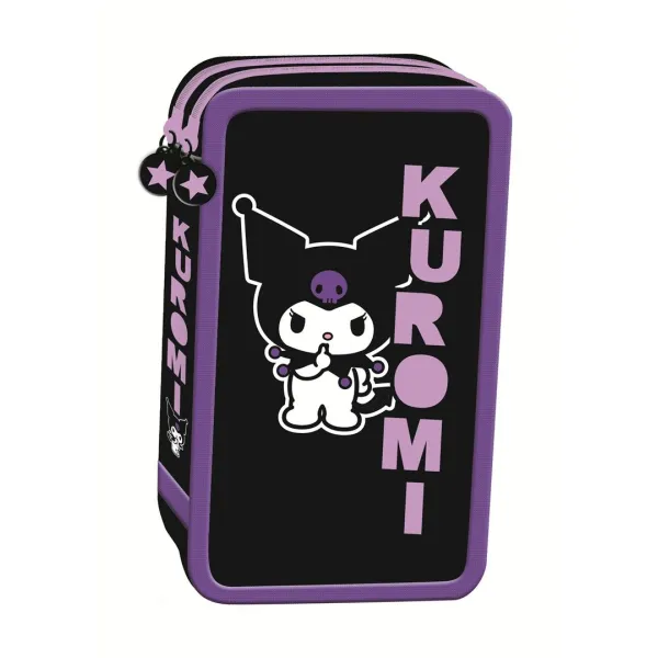 St. Majewski Piórnik szkolny podwójny z wyposażeniem Kuromi Black 4226