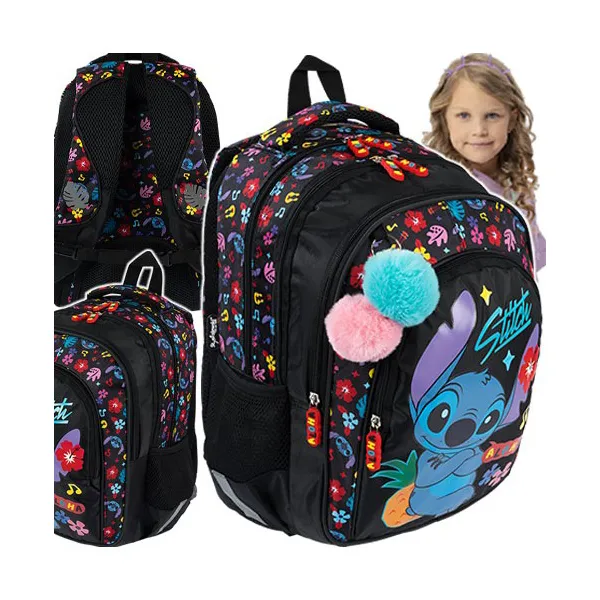 Disney Stitch Plecak Szkolny 4-Komorowy BPL-58 Black Aloha 9865